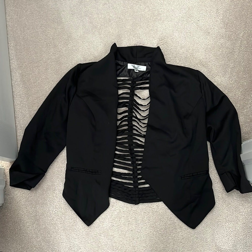 Black open back blazer